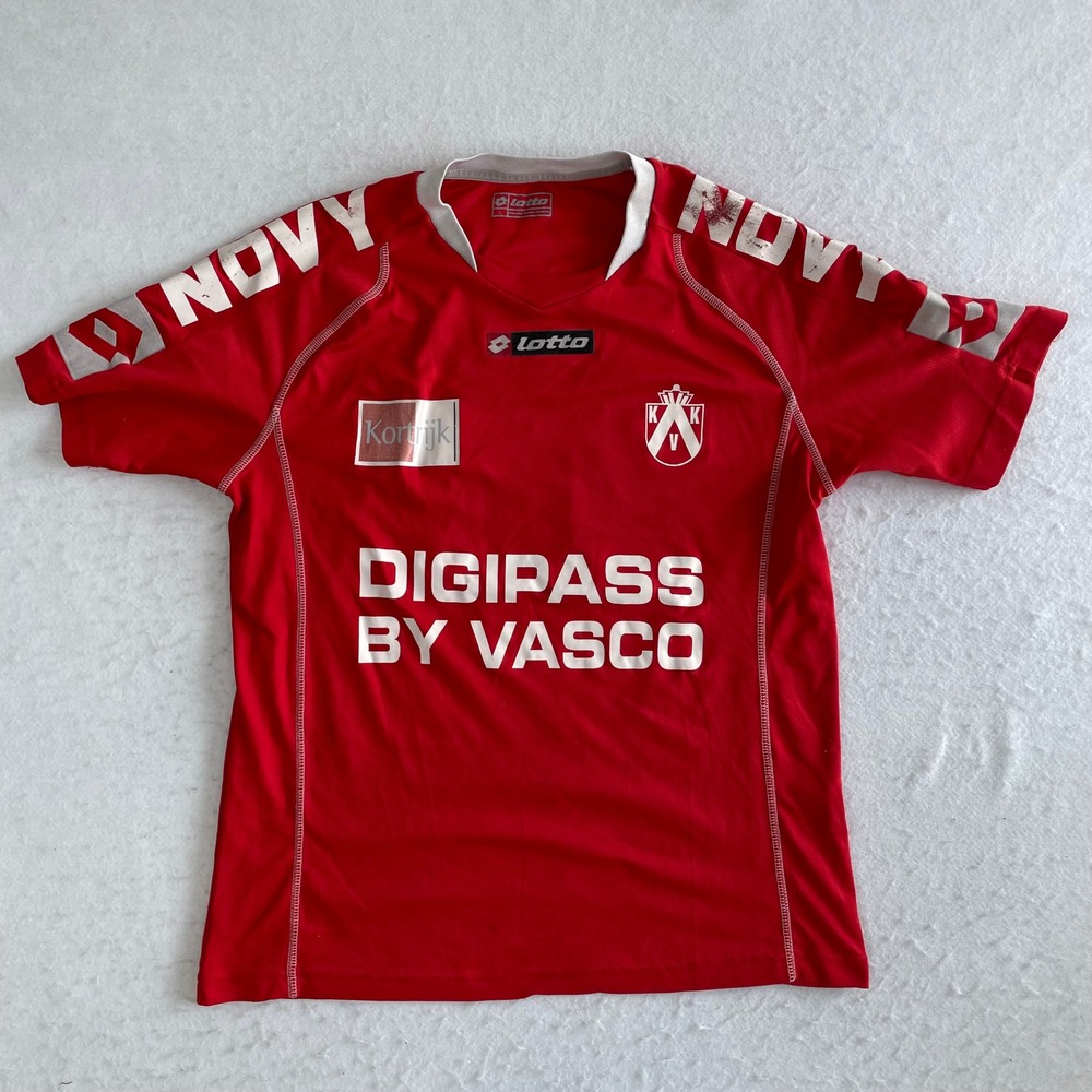 Lotto KV Kortrijk Soccer Jersey Mens Large Red Digipass By Vasco Novy Sponsor